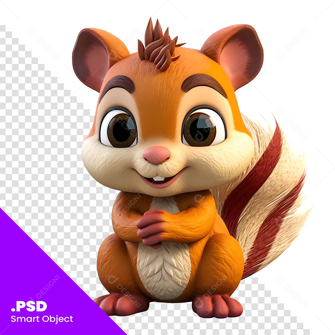 Personagem 3D Esquilo Para Composição PSD