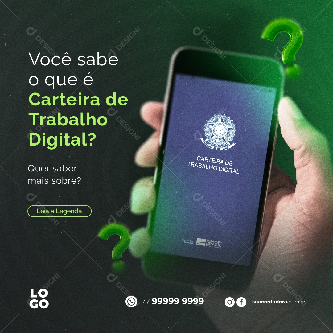 Você Sabe o Que é Carteira de Trabalho Digital Social Media PSD Editável
