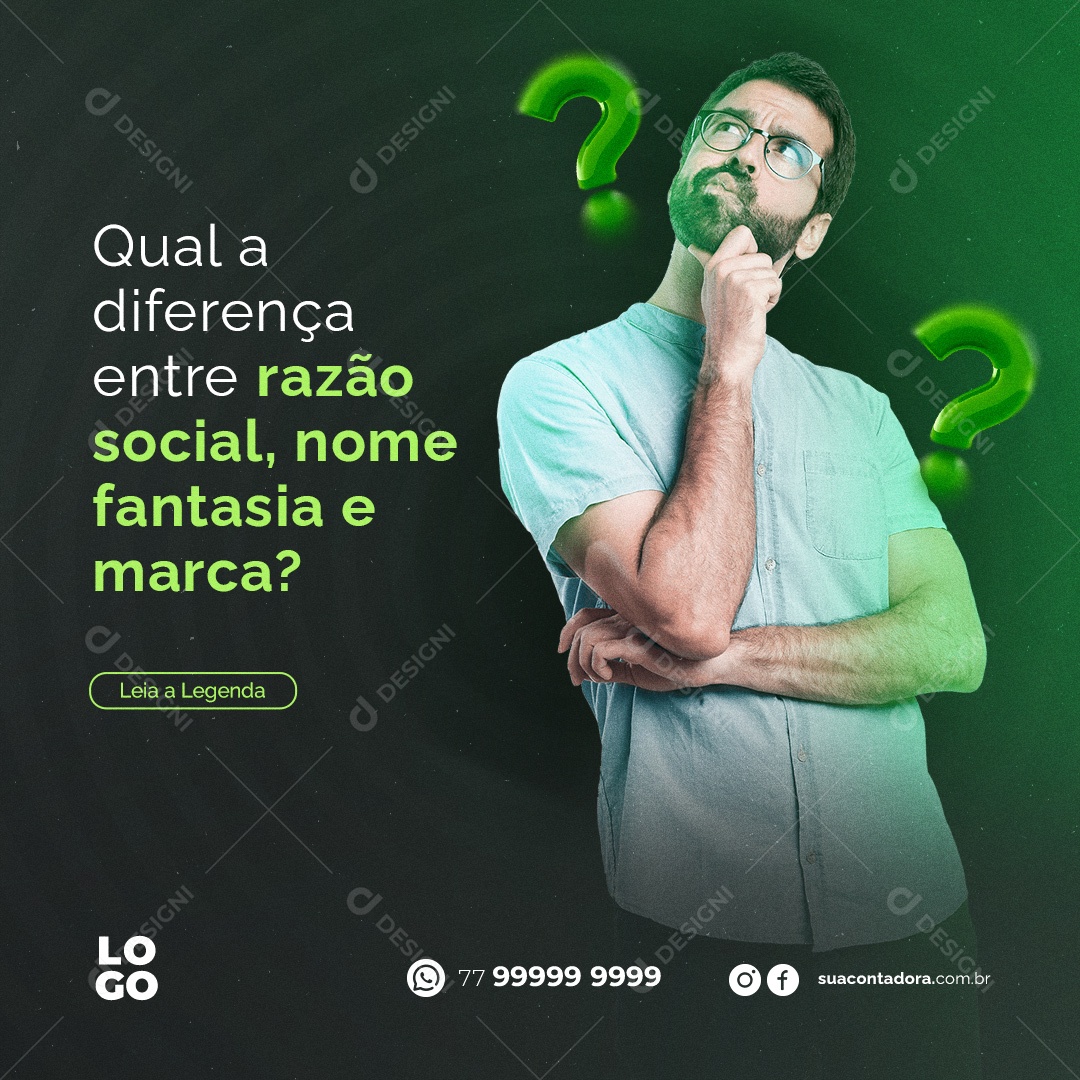 Qual a Diferença Entre Razão Social Nome Fantasia e Marca Social Media PSD Editável