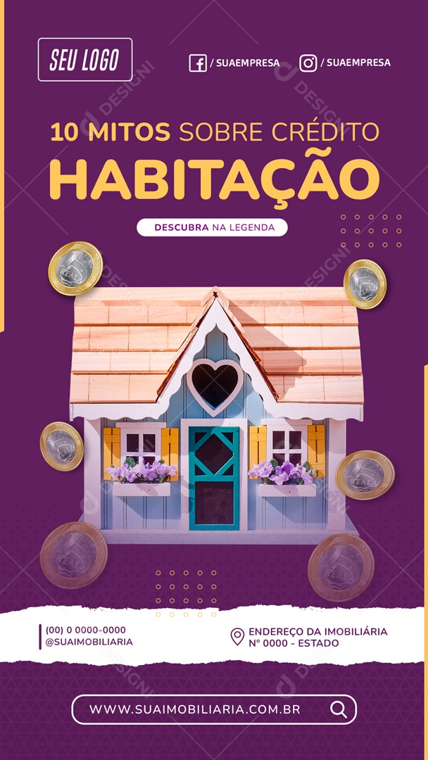 Post Story 10 Mitos Sobre Crédito Habitação Social Media PSD Editável