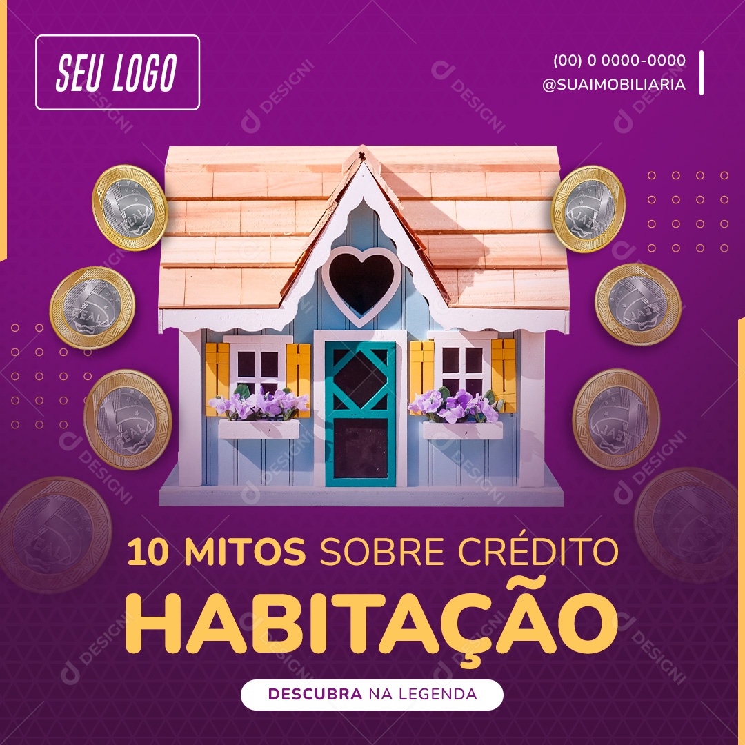 10 Mitos Sobre Crédito Habitação Social Media PSD Editável
