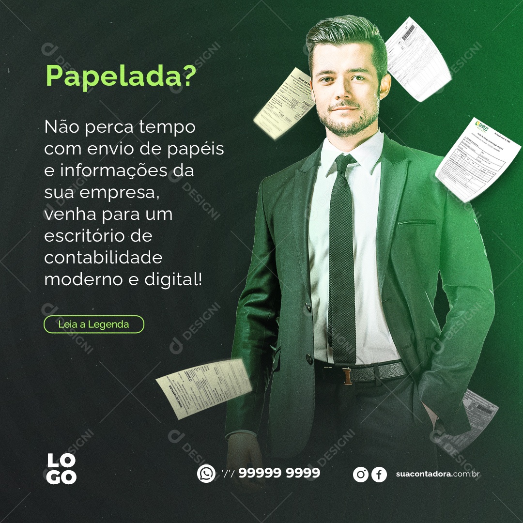 Papelada Não Perca Tempo Com Envio de Papeis e Informações da sua Empresa PSD Editável