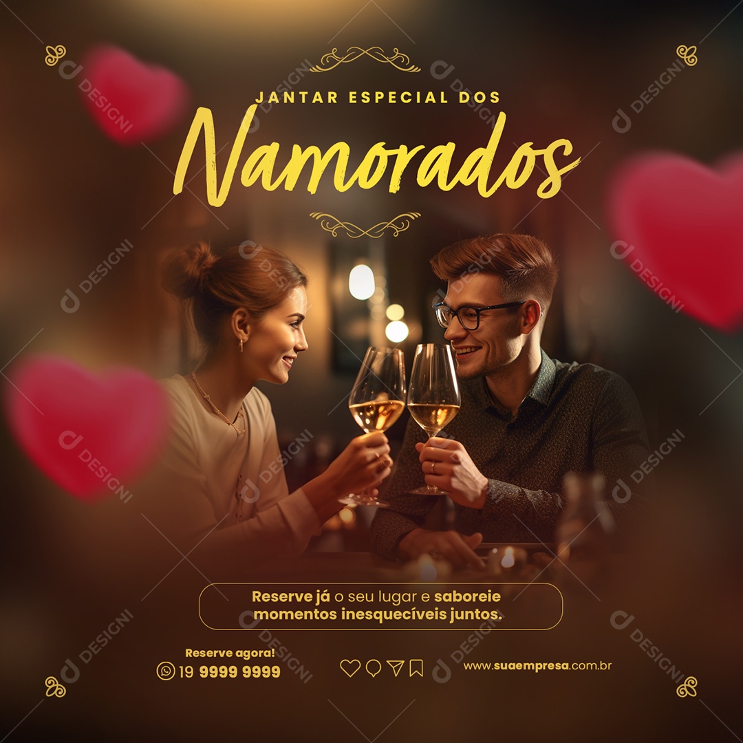 Jantar Especial Dos Namorados Reserva De Mesa Social Media PSD Editável