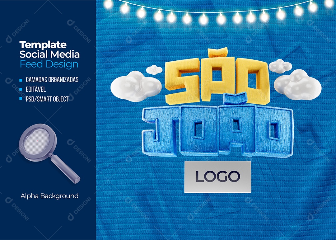 Selo 3D São João Lâmpadas Para Composição PSD