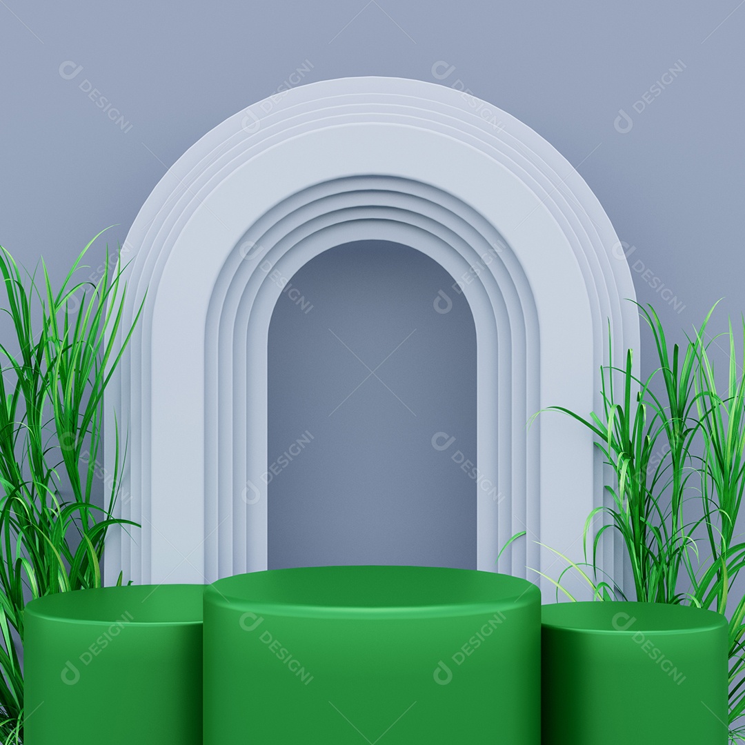 Cenário Pódio Verde Para Exposição De Produto PSD