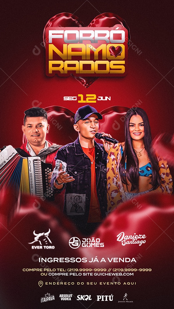 Social Media Flyer Story Forró Namorados PSD Editável