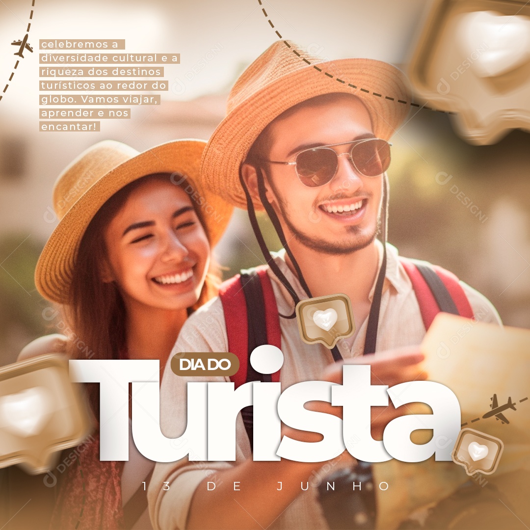 Social Media Dia Do Turista Vamos Viajar PSD Editável