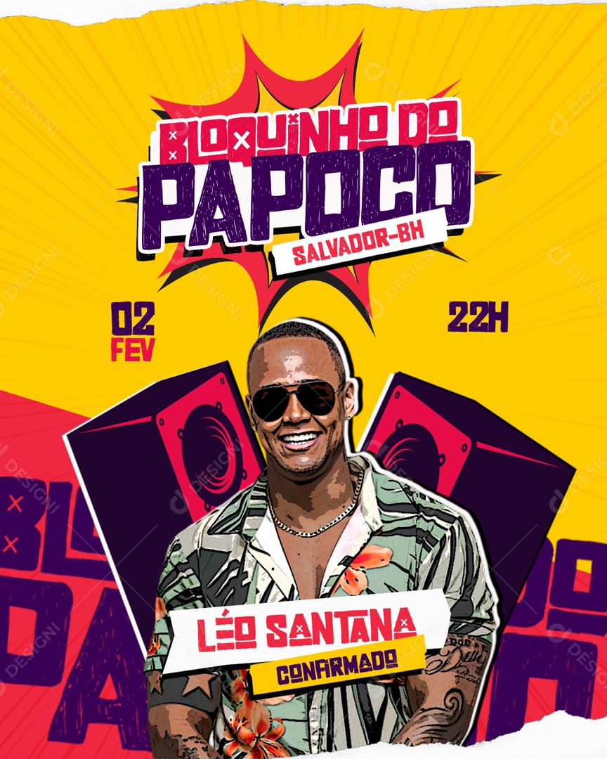 Flyer Bloquinho do Papoco Social Media PSD Editável