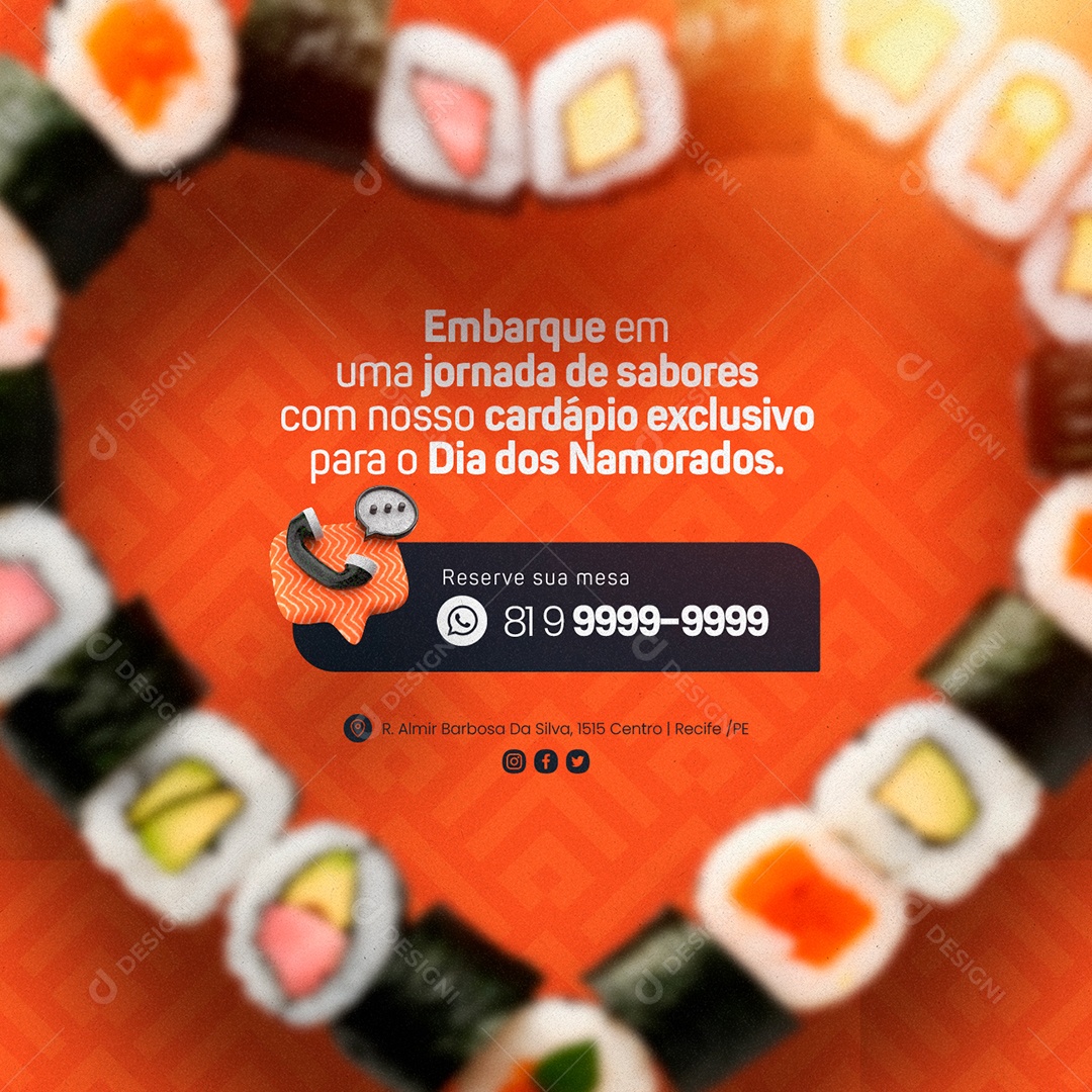 Cardápio Exclusivo Para O Dia Dos Namorados Comida Japonesa Social Media PSD Editável