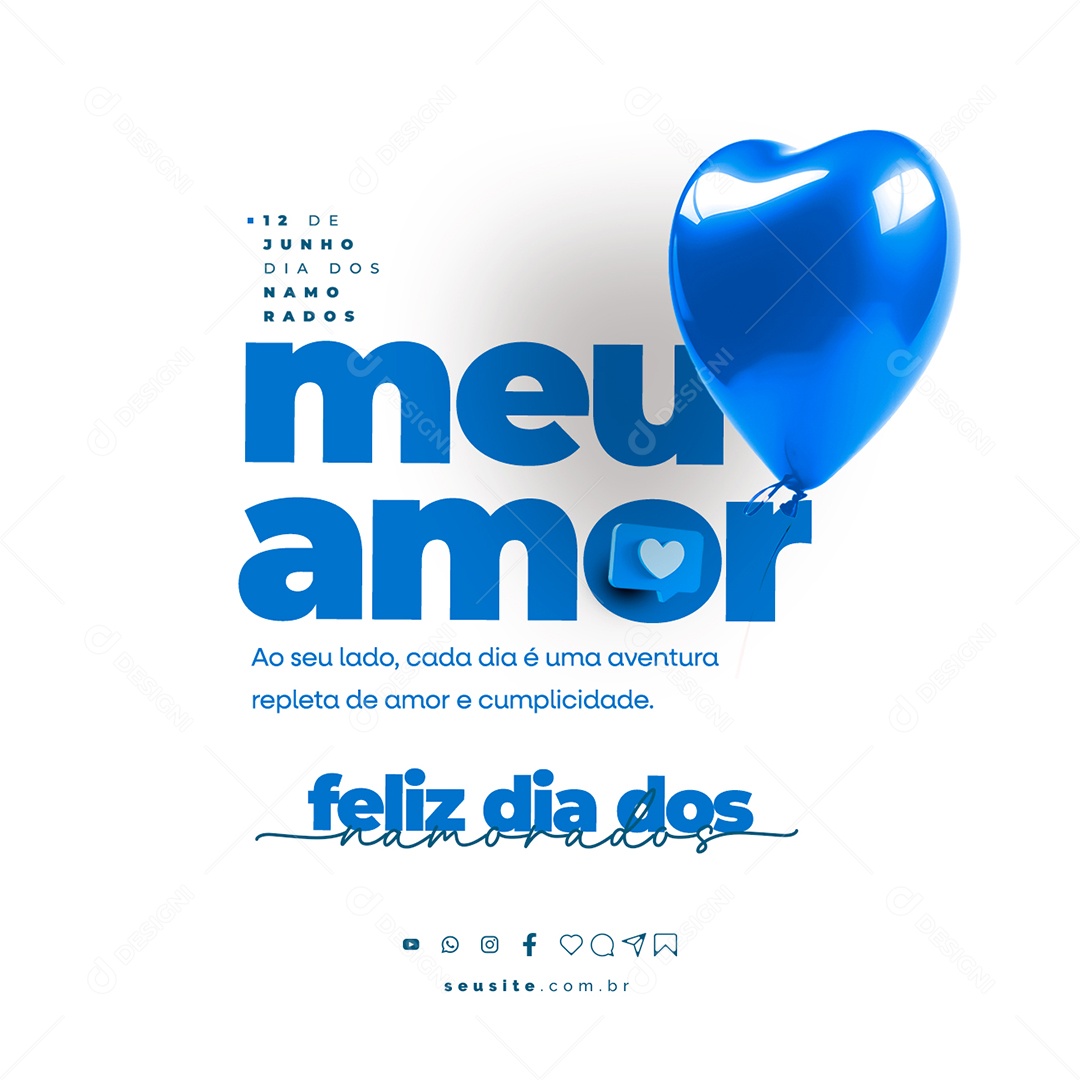 Ao Seu Lado Cada Dia é Uma Aventura Feliz Dia Dos Namorados Social Media PSD Editável