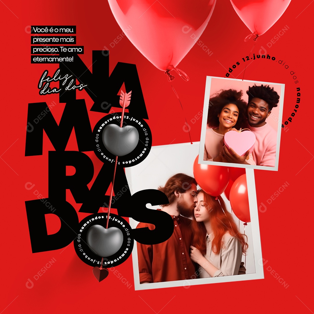 Você é o Meu Presente Mais Precioso Te Amo Eternamente Feliz Dia Dos Namorados Social Media PSD Editável