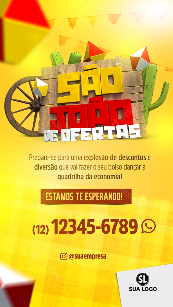 Story São João de Ofertas Venha Conferir Social Media PSD Editável
