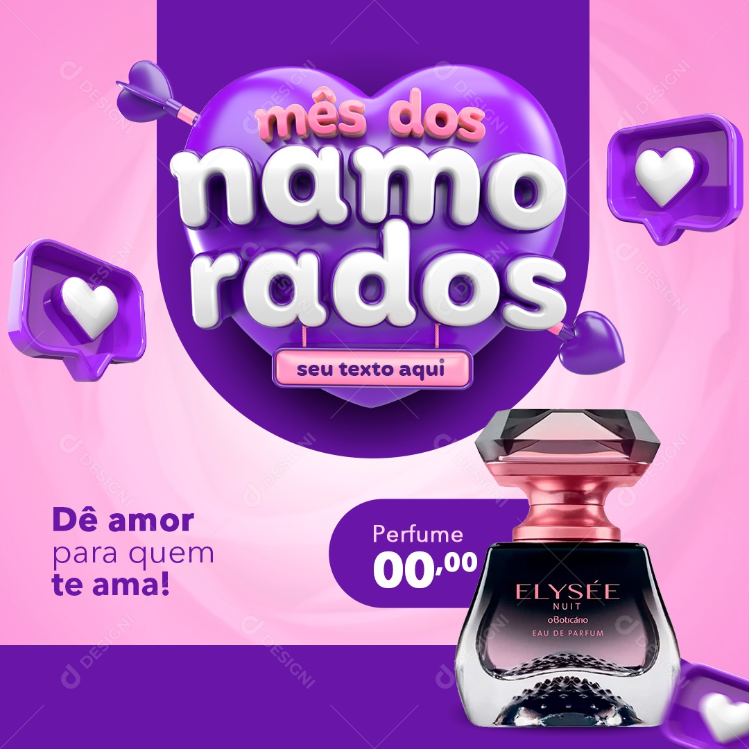 Mês Dos Namorados Perfume Elysée Nuit Perfumaria Dia Dos Namorados Social Media PSD Editável