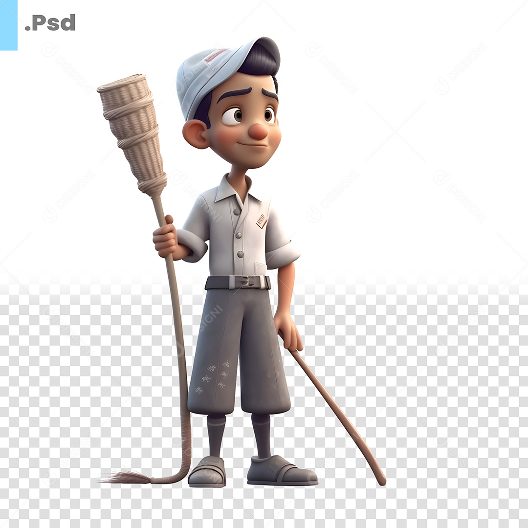 Trabalhador  Personagem 3D Para Composição PSD