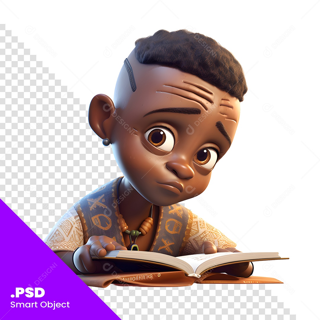 Garoto Estudando Personagem 3D Para Composição PSD