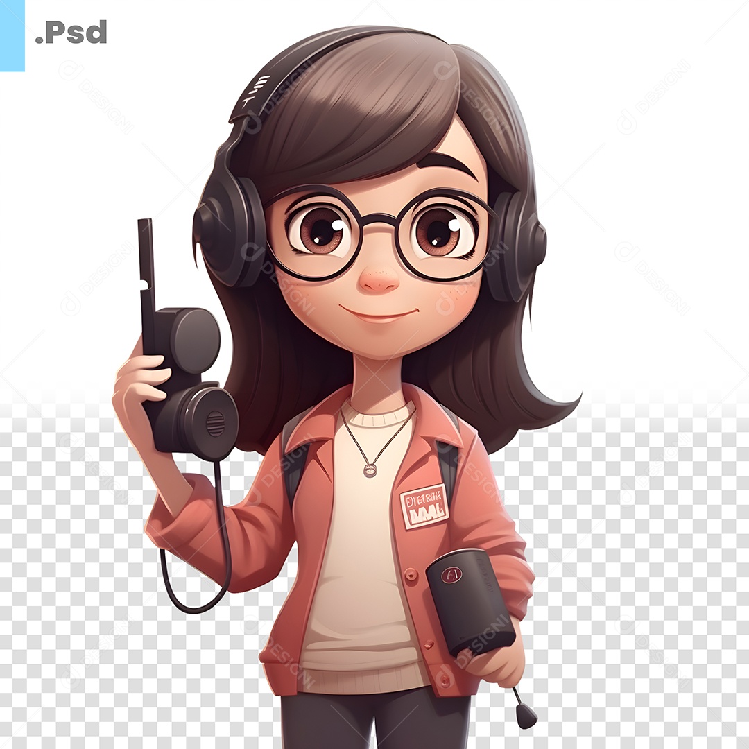 Mulher no Telefone Personagem 3D Para Composição PSD