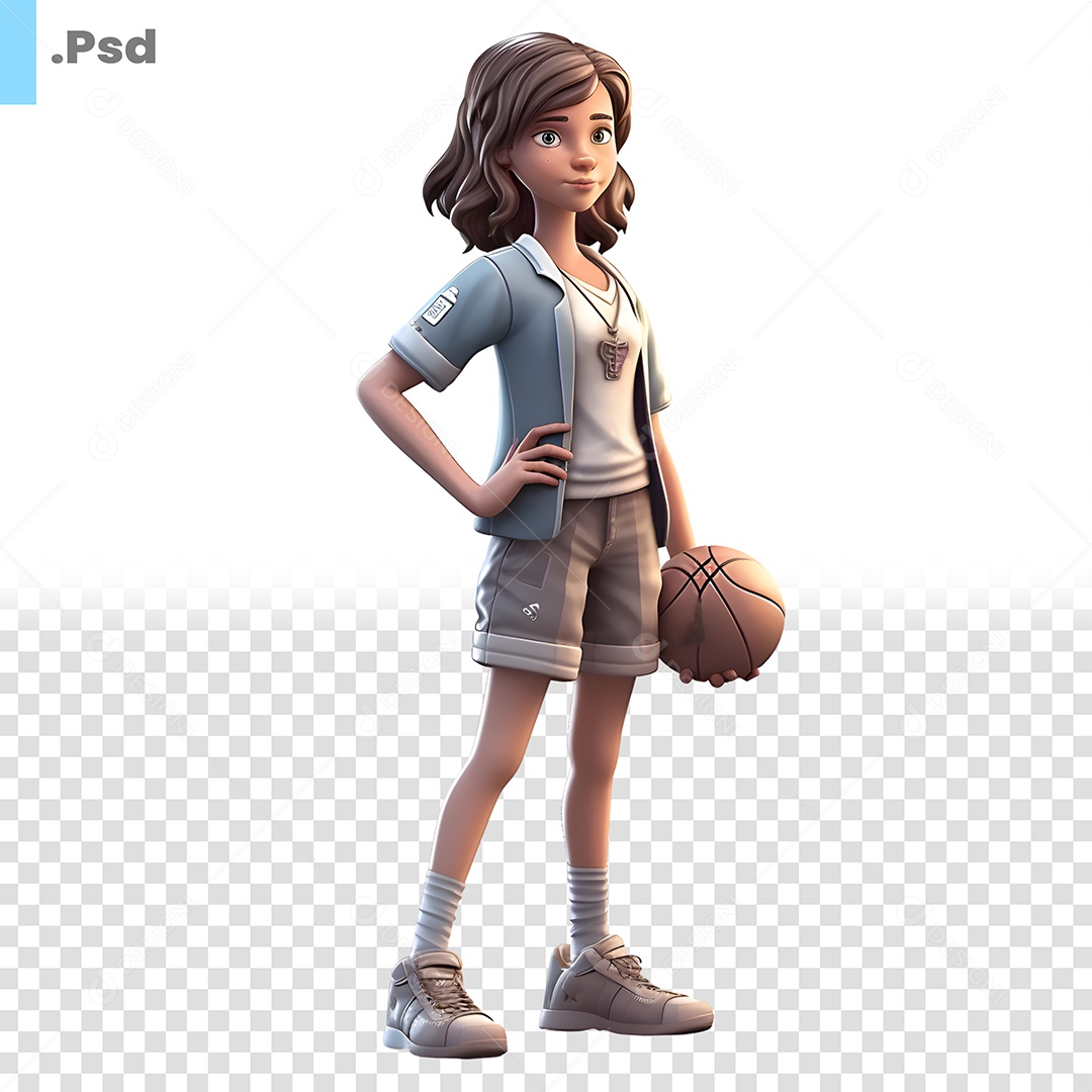 Mulher Jogadora De Basquete Personagem 3D Para Composição PSD