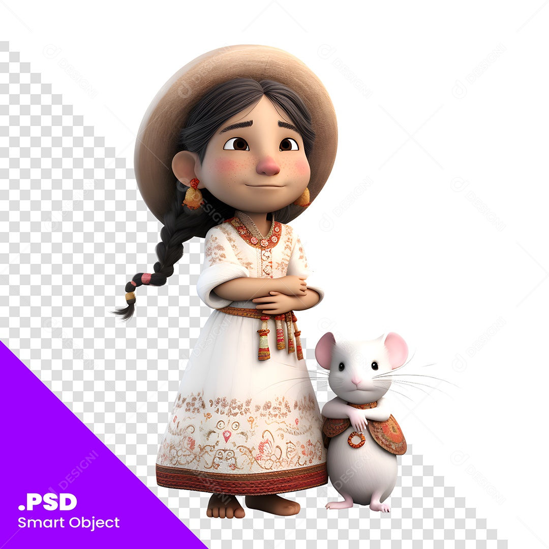 Mulher Camponesa Personagem 3D Para Composição PSD