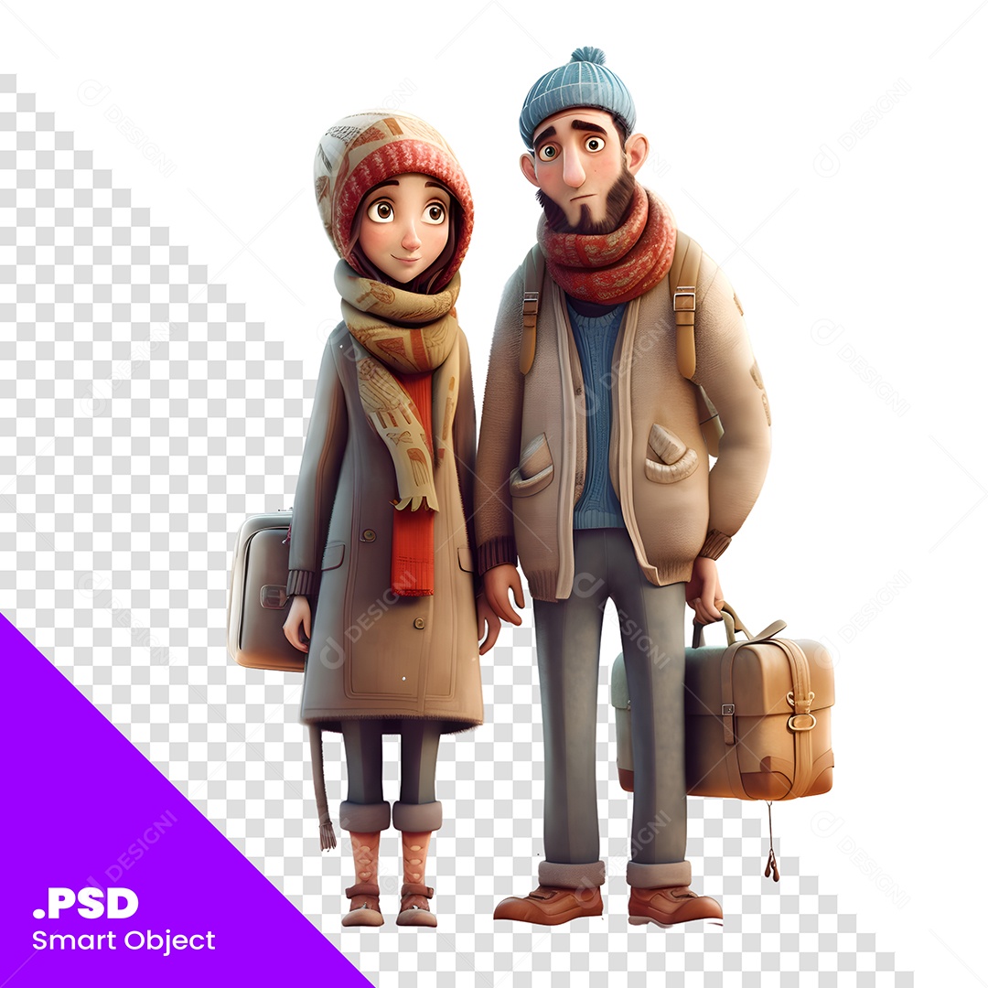 Casal Personagem 3D Para Composição PSD