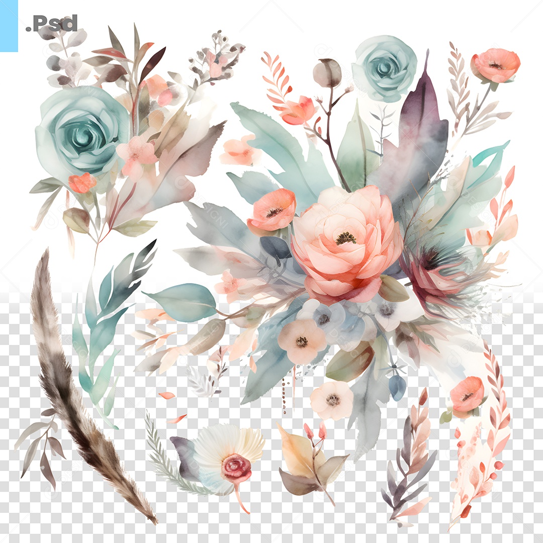 Conjunto de Flores PSD