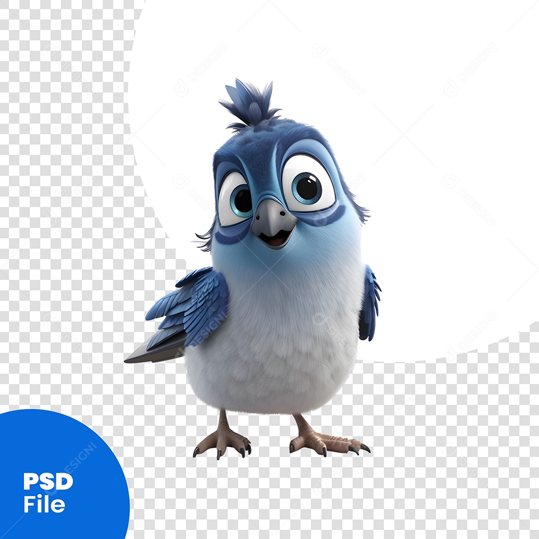 Pássaro Azul Personagem 3D Para Composição PSD