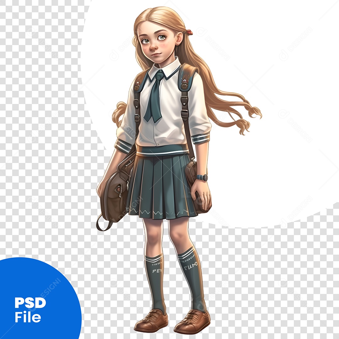 Jovem Mulher Estudante  Personagem 3D Para Composição PSD