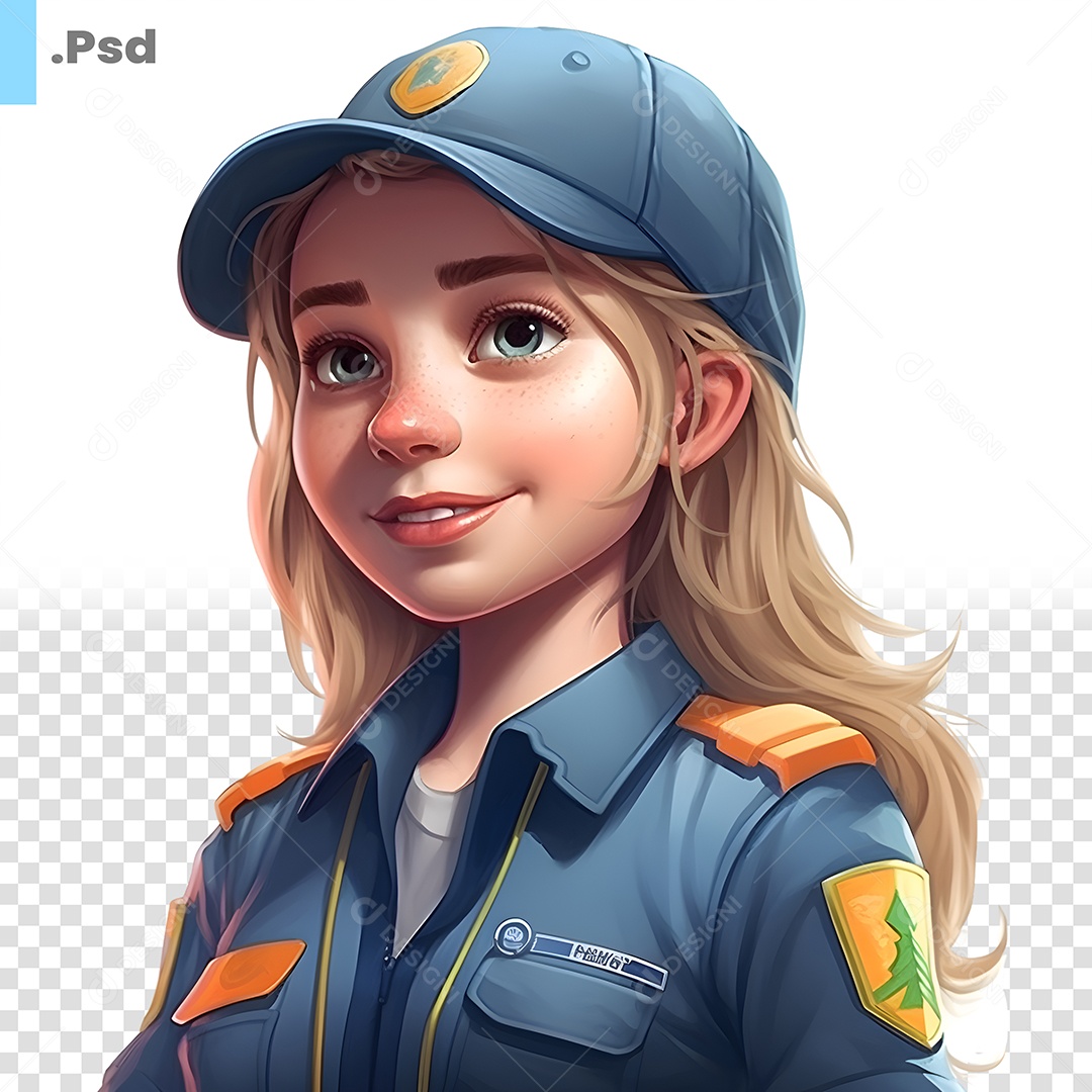 Mulher Policial Personagem 3D Para Composição PSD