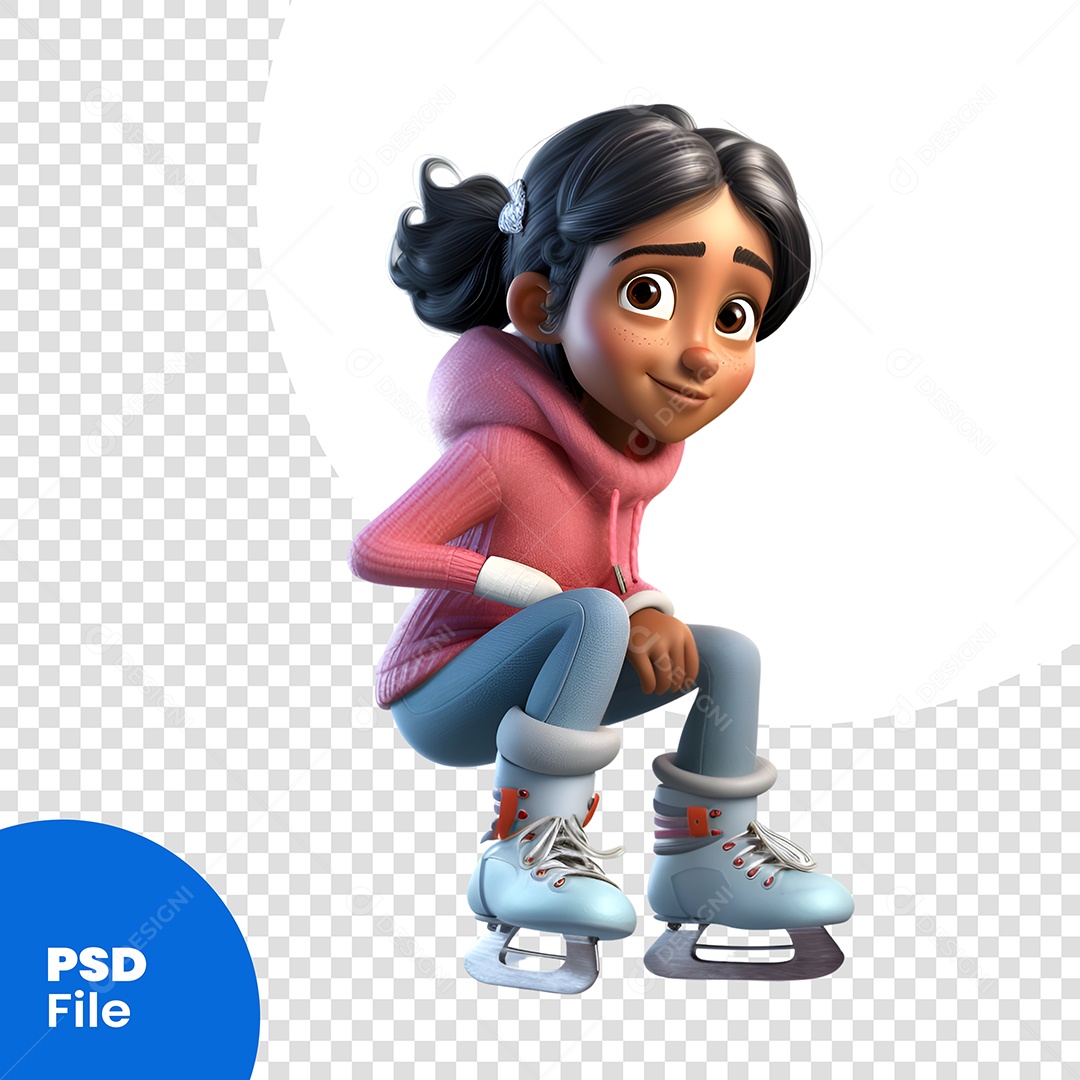 Patinadora Personagem 3D Para Composição PSD