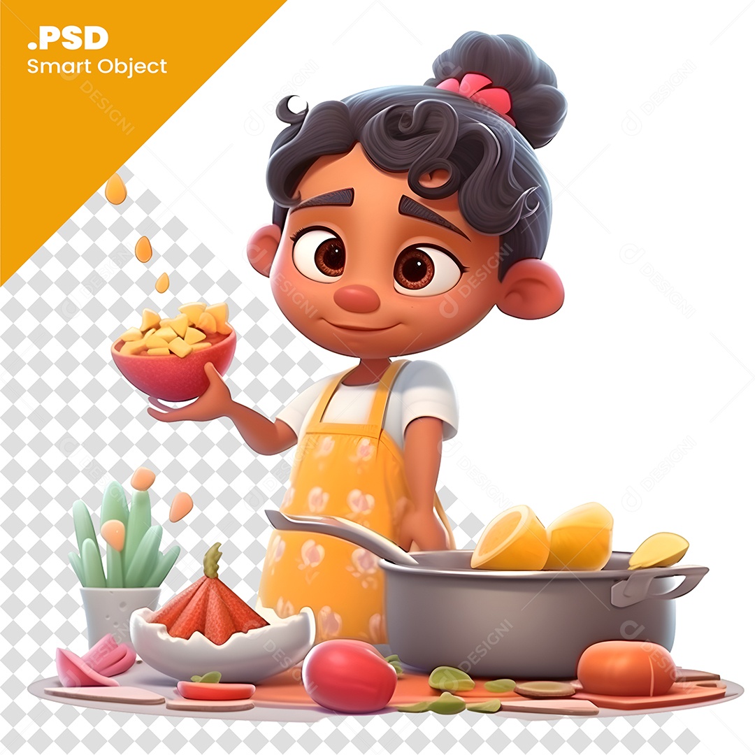 Cozinheira Personagem 3D Para Composição PSD
