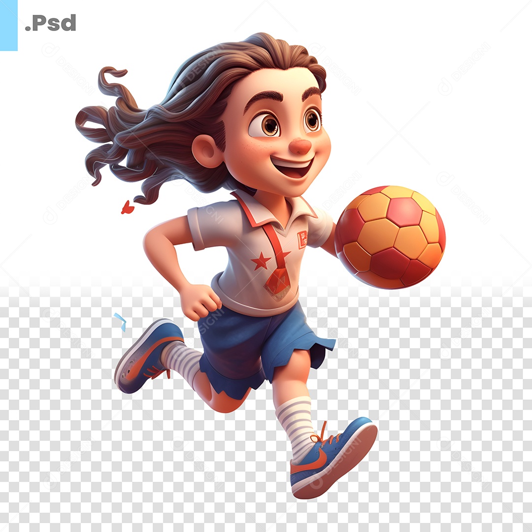 Estudante Praticando Esporte Personagem 3D Para Composição PSD