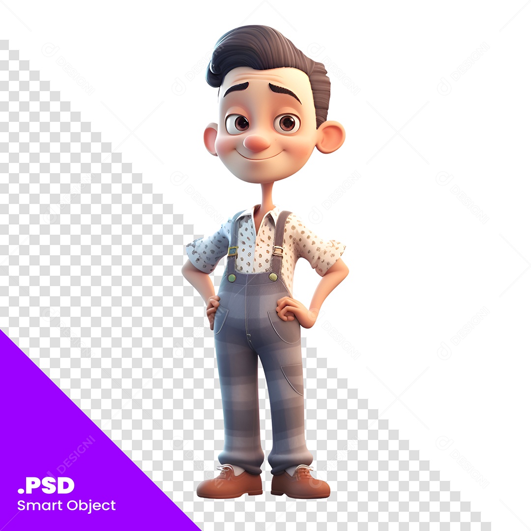 Fazendeiro Personagem 3D Para Composição PSD