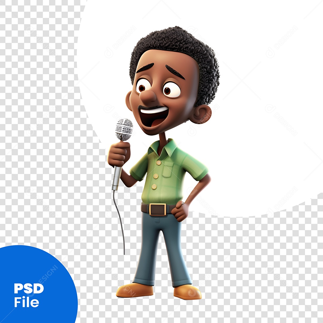 Cantor Personagem 3D Para Composição PSD