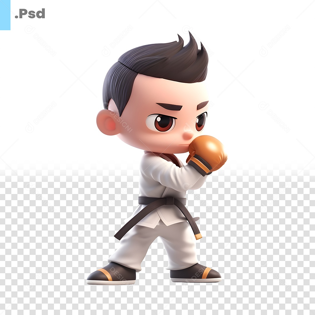 Lutador De Artes Maciais Personagem 3D Para Composição PSD