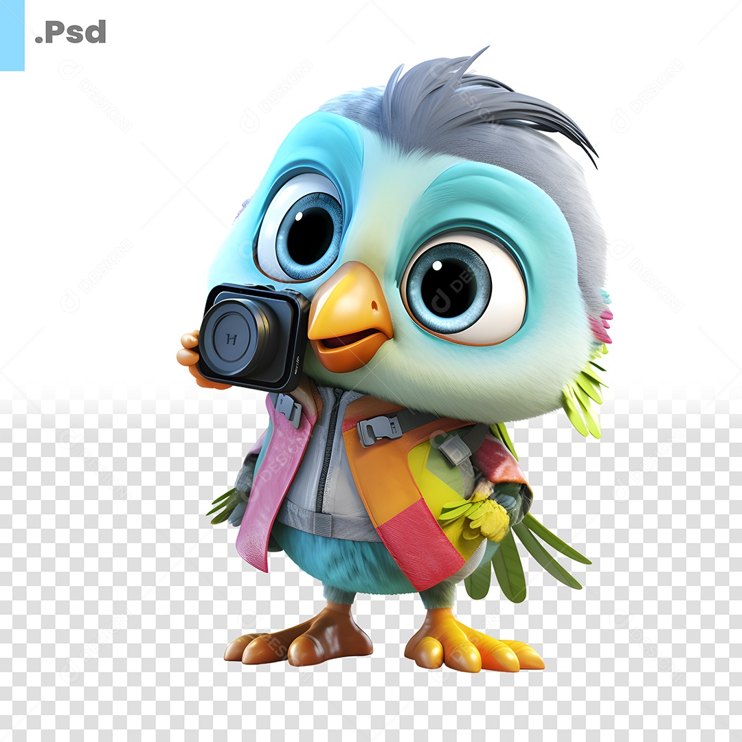 Passarinho Personagem 3D Para Composição PSD