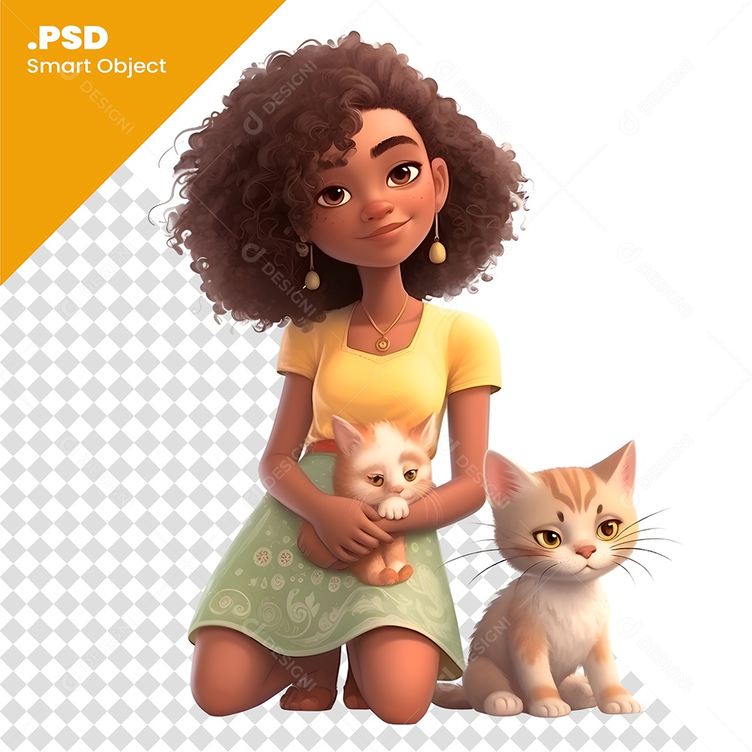 Mulher Com Animais Personagem 3D Para Composição PSD