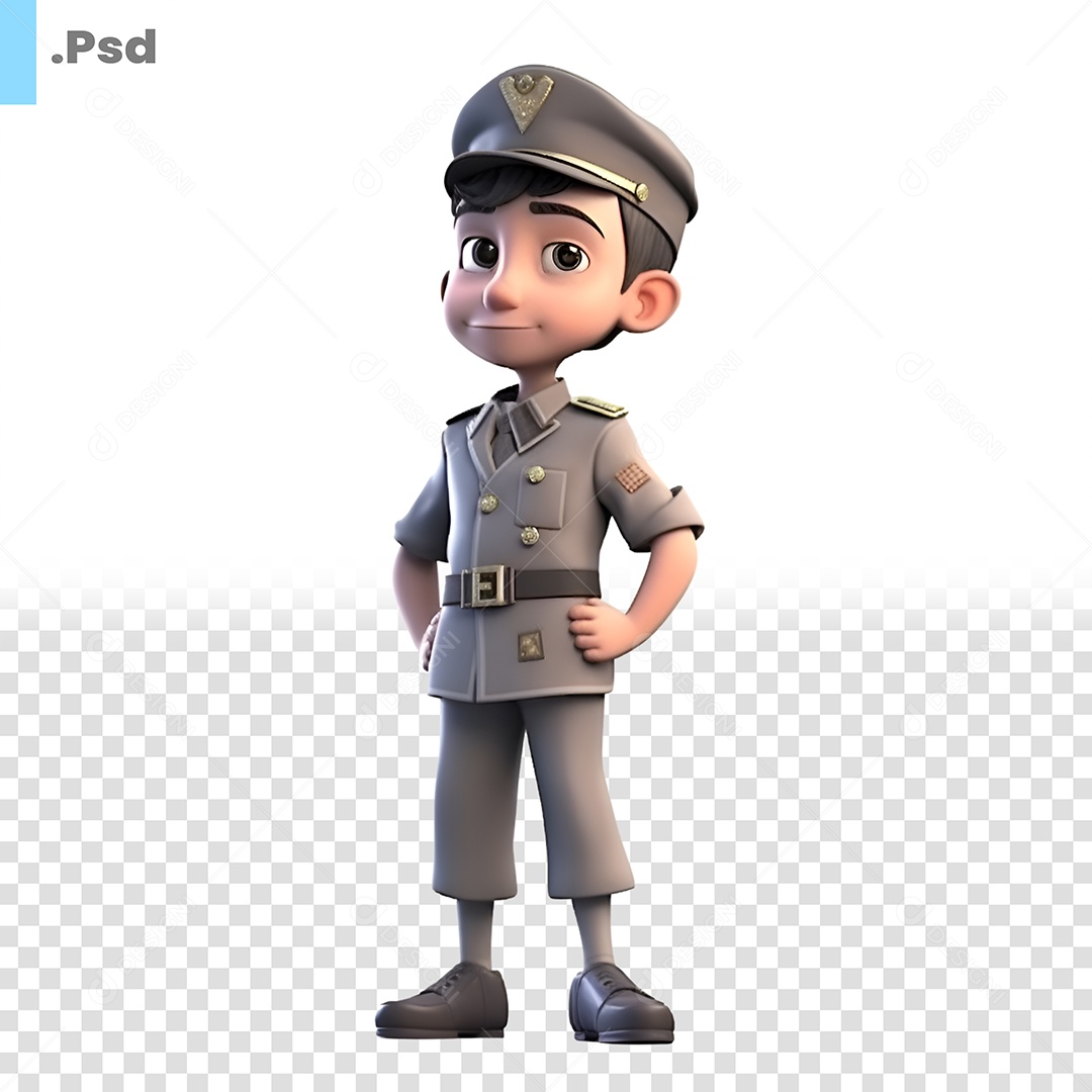 Policial Personagem 3D Para Composição PSD