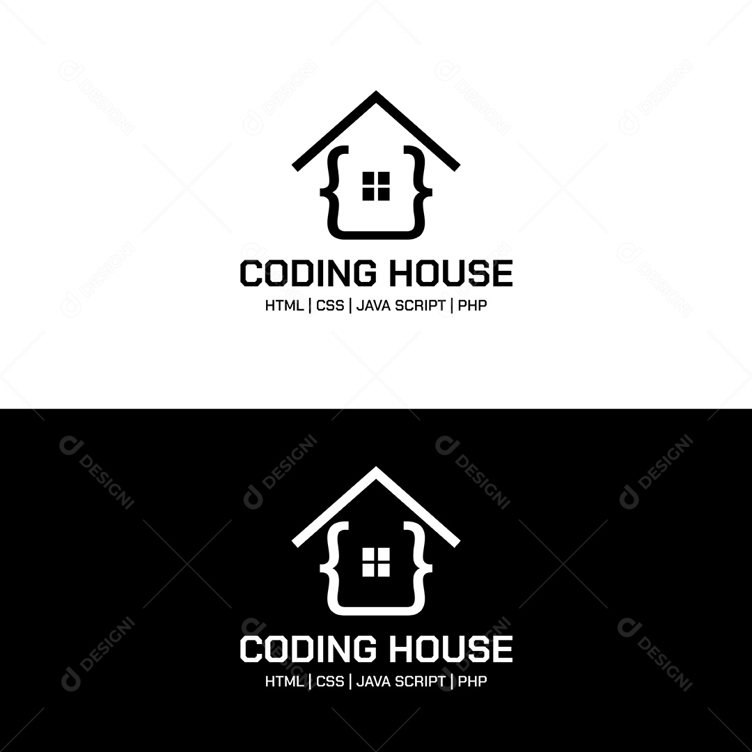 Logo Coding House Preto Branco EPS Editável