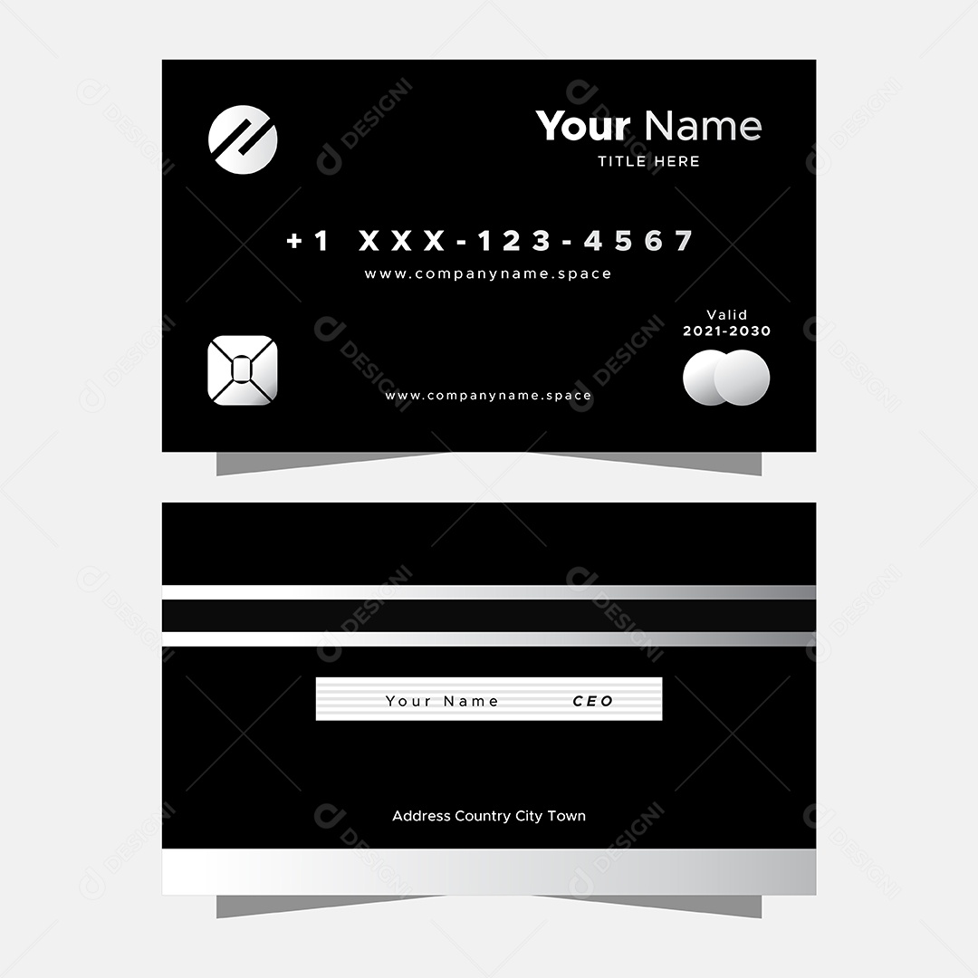 Cartão De Visitas Preto e Prata Empresas EPS Editável