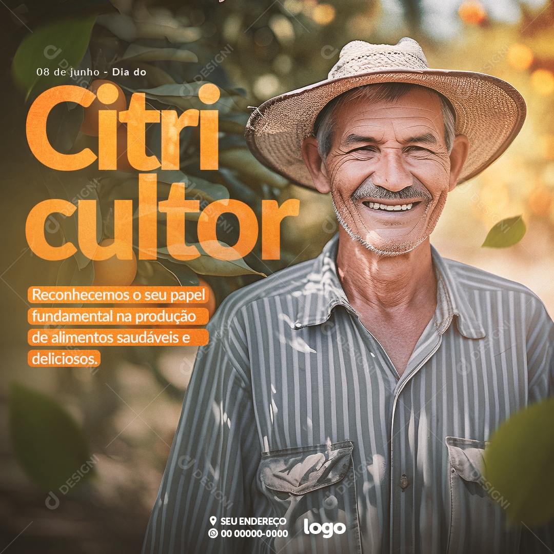 Social Media Dia Do Citricultor Papel Fundamental PSD Editável