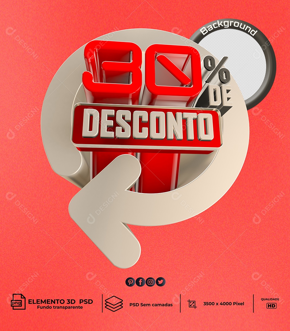 Desconto 30% Selo 3D