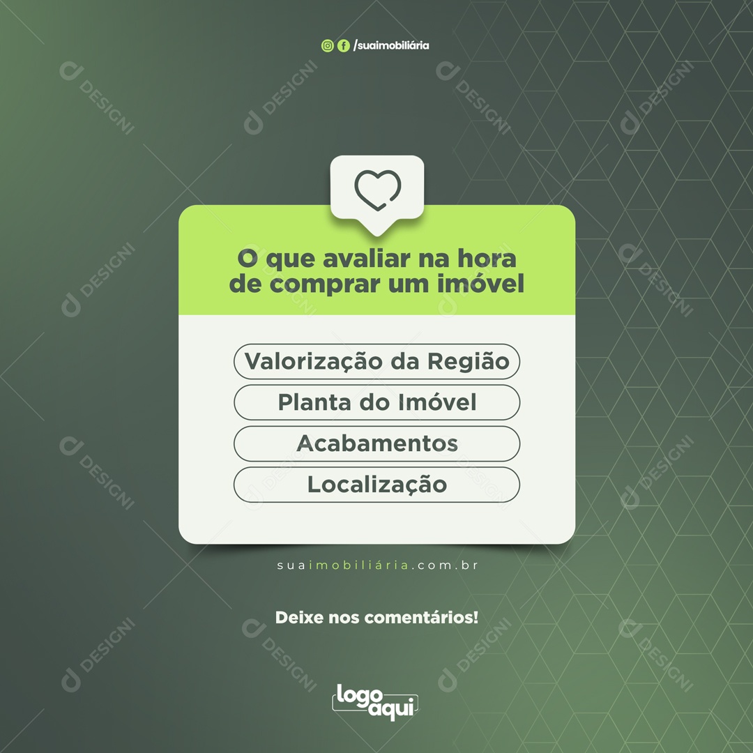 O Que Avaliar na Hora de Comprar Um Imóvel Social Media PSD Editavel