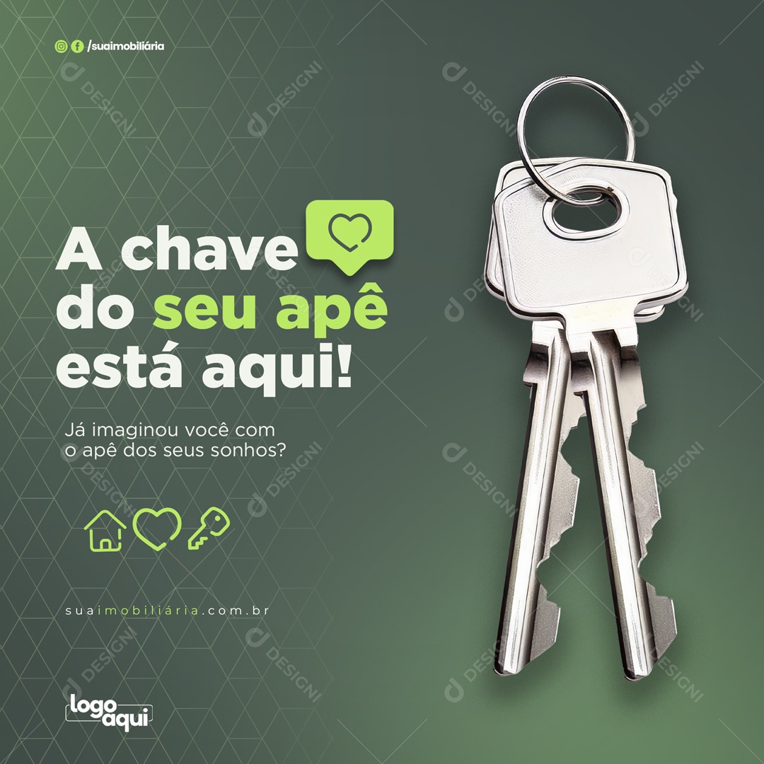 Chave Do Apë Esta Aqui Social Media PSD Editável
