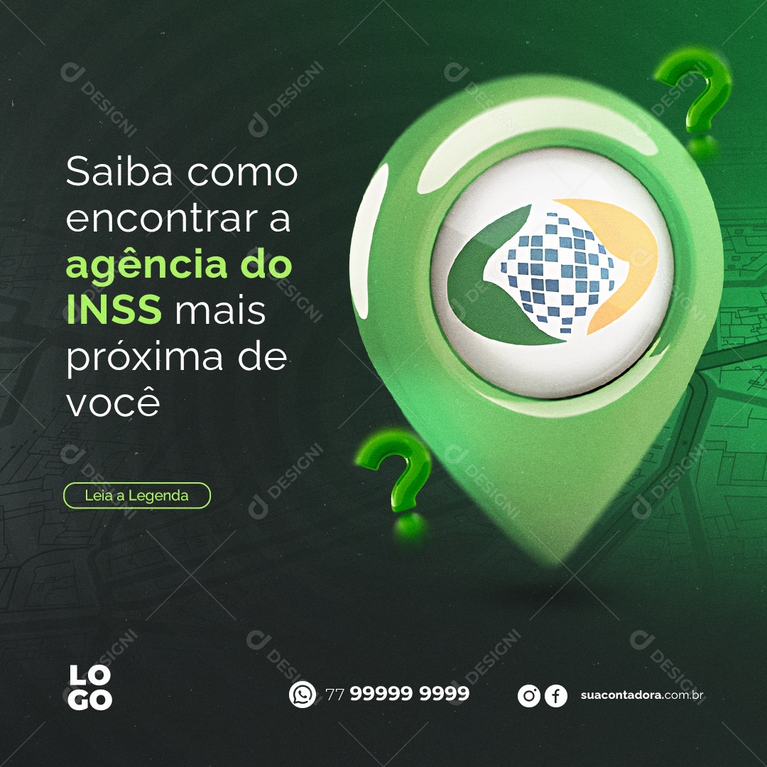Saiba Como Encontrar a Agência do INSS Mais Próxima de Você Social Media PSD Editável