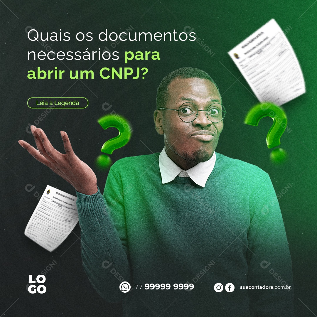 Quais os Documentos Necessários Para Abrir um CNPJ Social Media PSD Editável