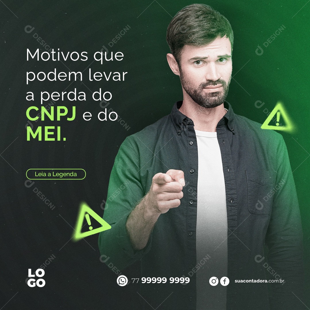 Motivos Que Podem Levar a Perda do CNPJ e do MEI Social Media PSD Editável