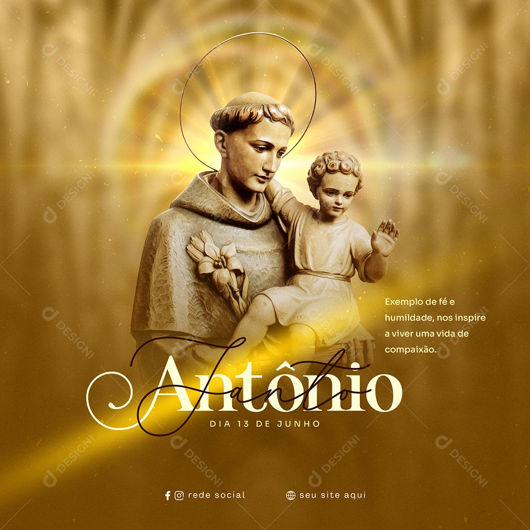 Dia De Santo Antônio 13 De Junho Social Media PSD Editável