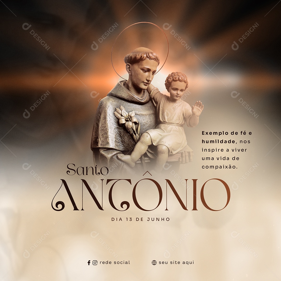 Dia De Santo Antônio 13 De Junho Social Media PSD Editável
