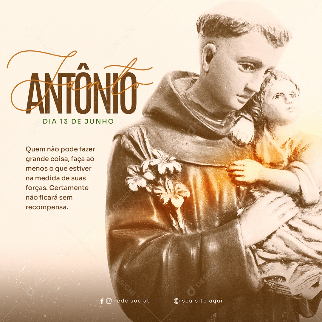 Dia De Santo Antônio 13 De Junho Social Media PSD Editável