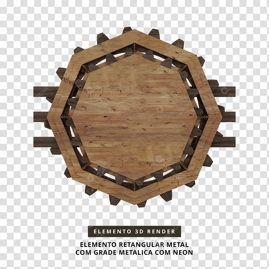 Roda de Madeira Elemento 3D Para Composição PSD