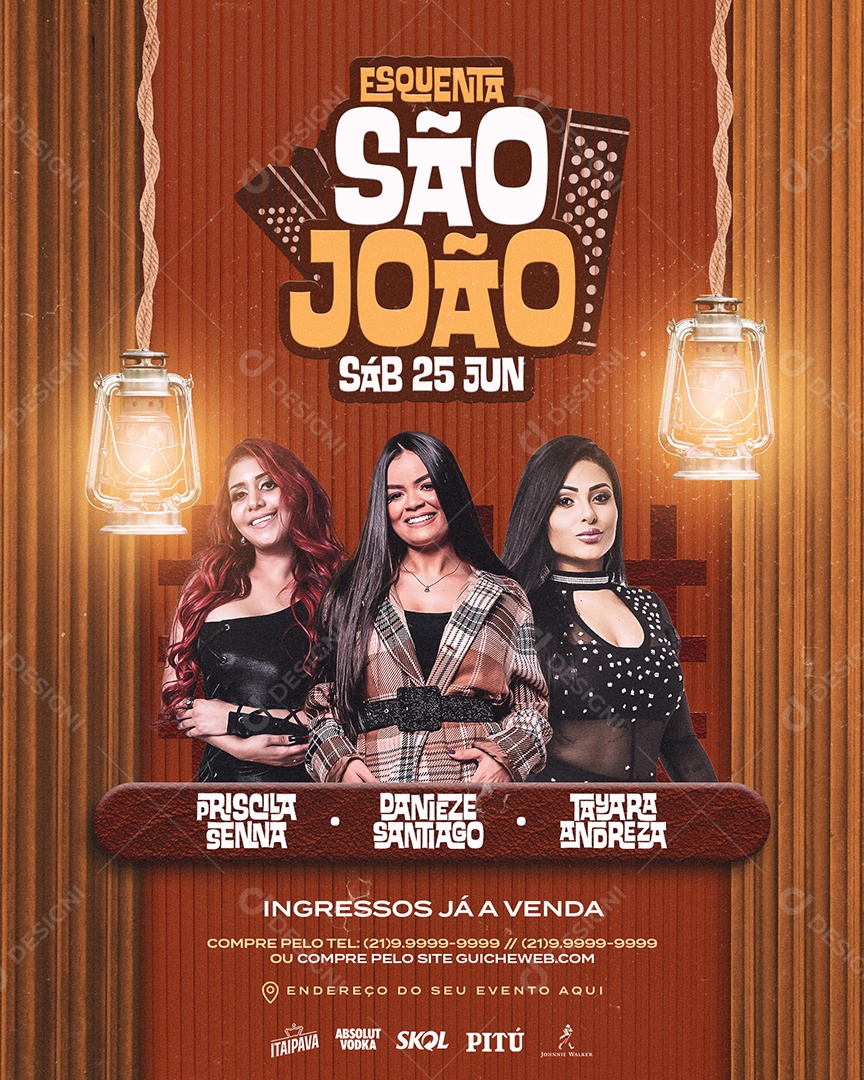 Flyer 25 de Junho Esquenta São João Social Media PSD Editável